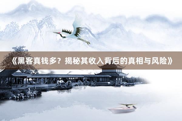 《黑客真钱多？揭秘其收入背后的真相与风险》
